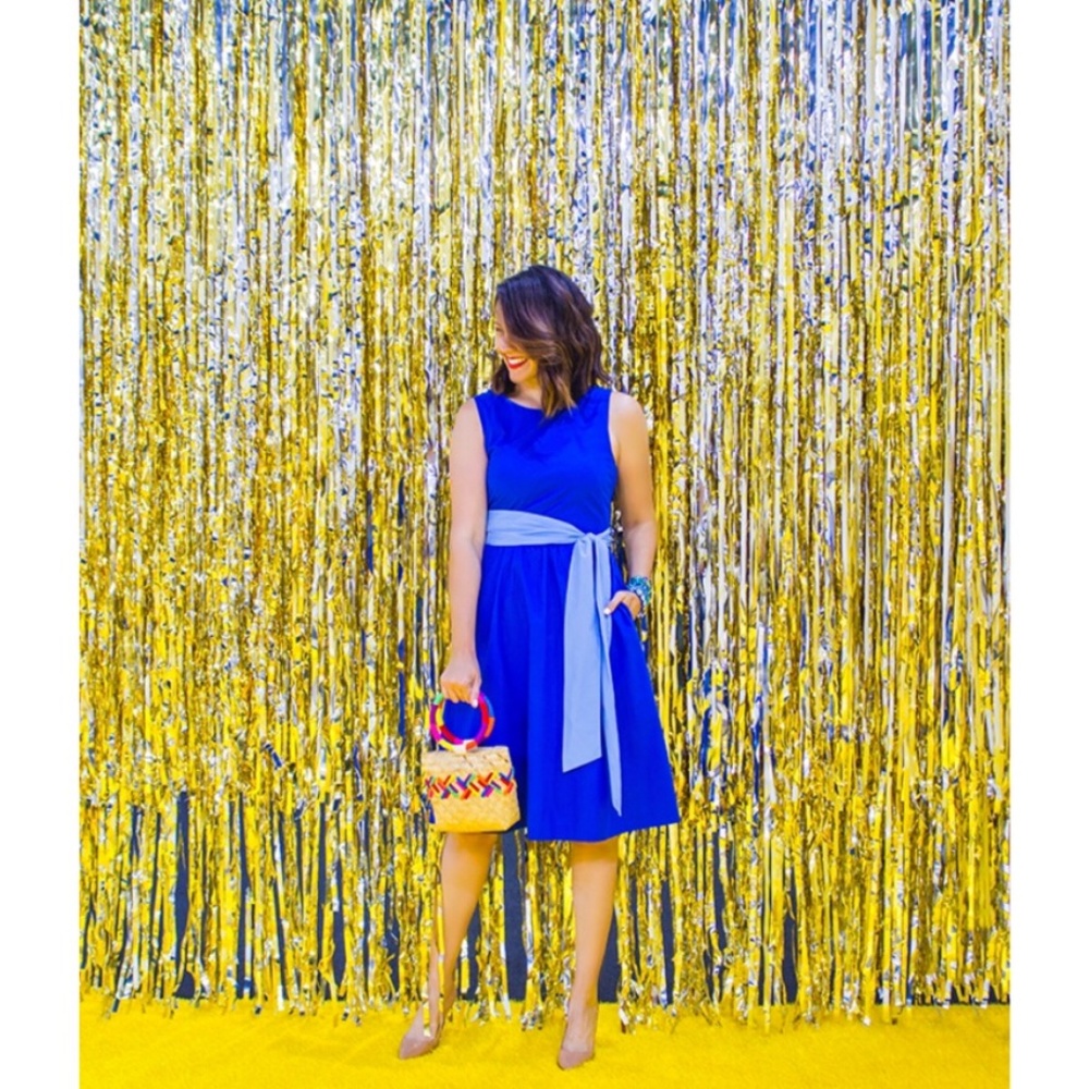 J. Crew Sapphire Two-tone Tie Waist Sheath Dress - Picture 8 of 8